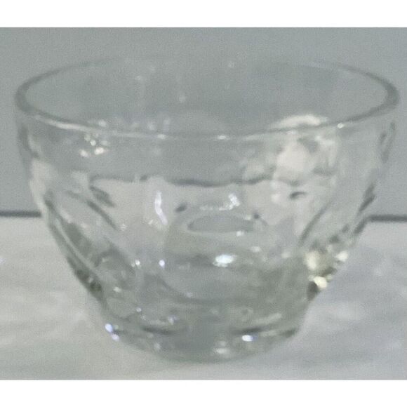 Vintage France Thumbprint Clear Glass Petale Dessert Bowls Set Of 6 - Picture 3 of 8
